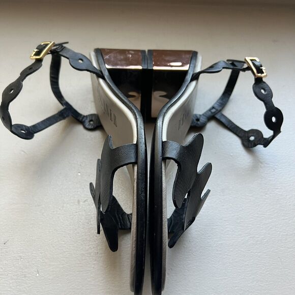 Ivy Kirzhner NY Lala Black Leather w/ Rose Gold Block Heel Sandal 38.5 US 8 - 8. - Picture 7 of 16